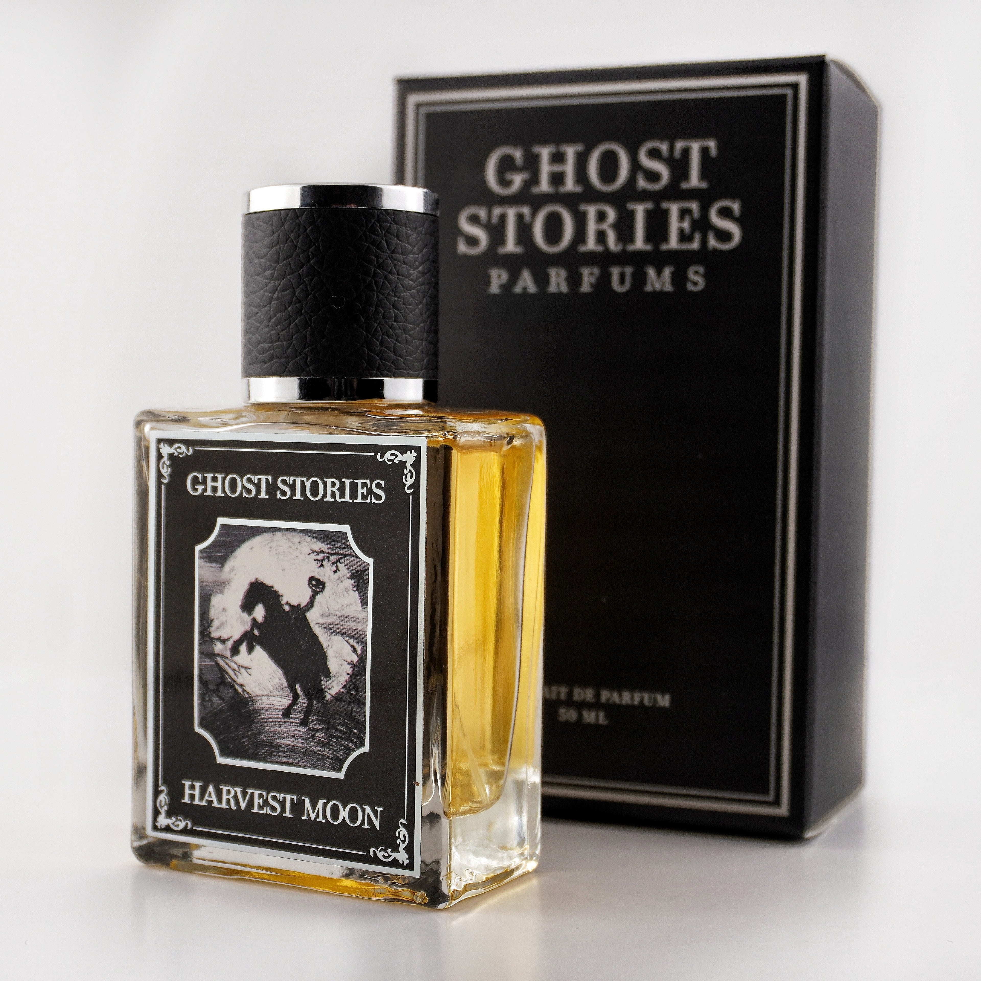 Ghost Stories Harvest Moon perfume bottle and packaging on a white background